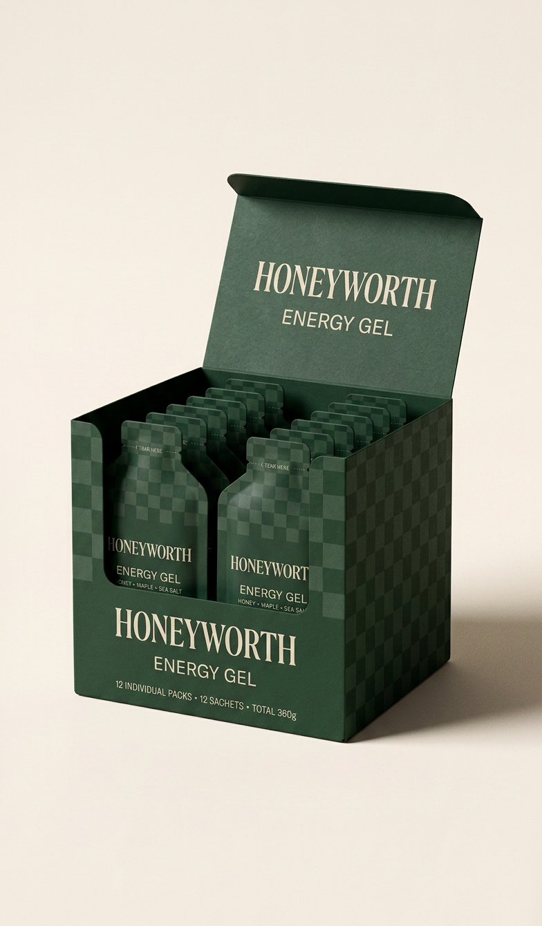 HONEYWORTH ENERGY GEL — 12 PACK BOX - HONEY MAPLE SEA SALT